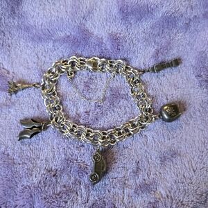 Vintage Elco Sterling Silver Bracelet With Charms